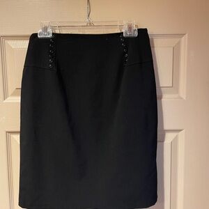 AGB Petite‎ Elegant Black Women's Skirt with Front Button Detail, Size 8P